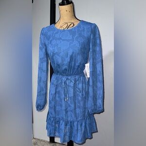 Chic Blue Long Sleeve Dress